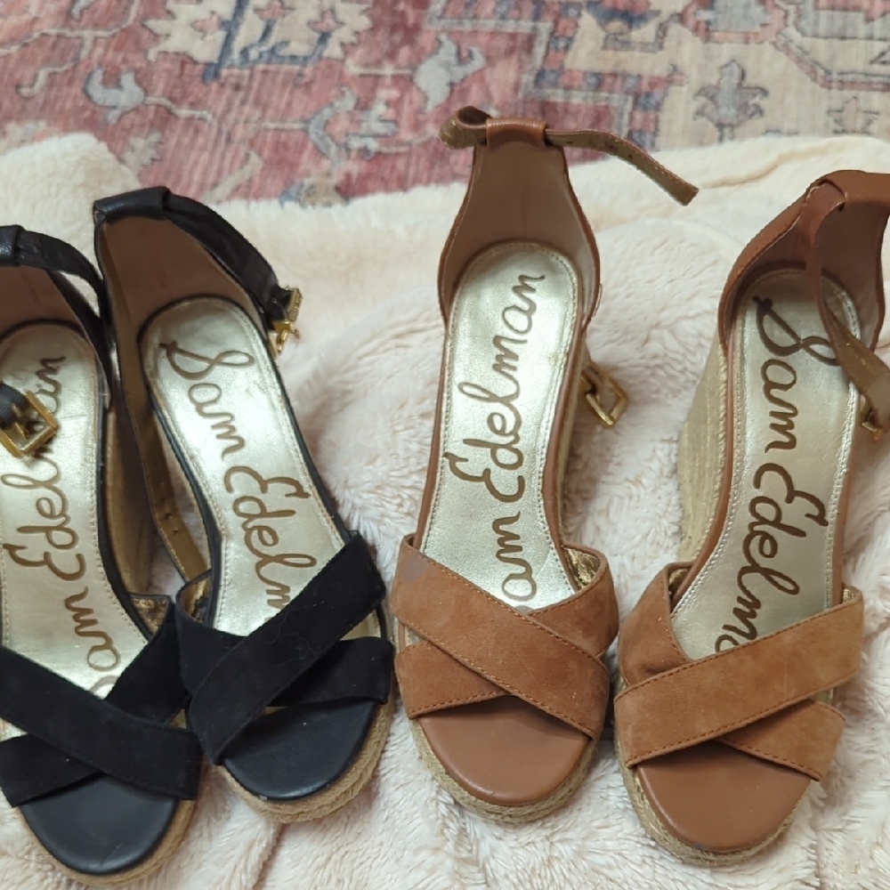 Sam Edelman Women's WEDGE  sandals  1 Black & 1  Brown